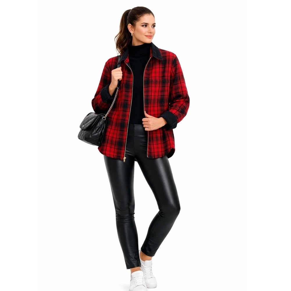Vintage Coldwater Creek Women's Jacket Red Plaid Flannel Shacket